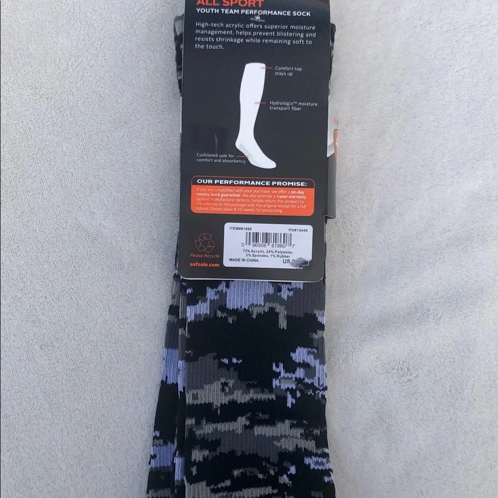 Camo New SOFSOLE  Socks-2 Pair Youth Size 10-4.5